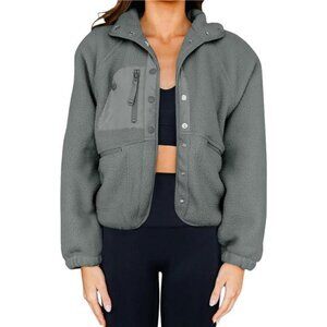 Womens Winter Coats Fleece Faux Fur Jacket Grey